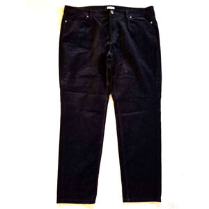 Womens Pants-J. JILL-black velveteen cotton stretch jean-style slim leg-18